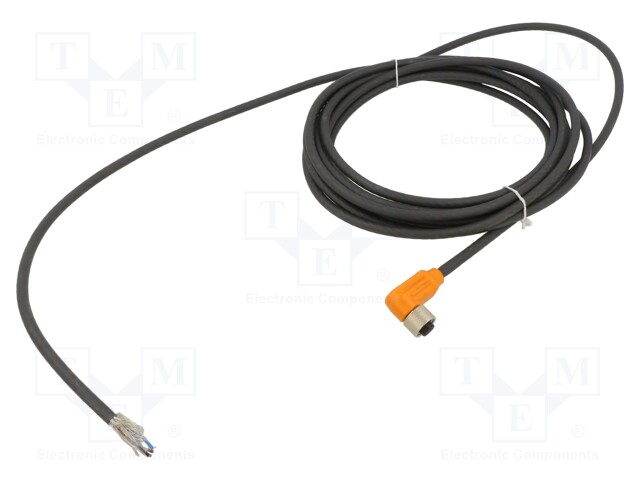 Connection lead; M12; PIN: 5; angled; 5m; plug; 60VAC; 4A; -25÷80°C