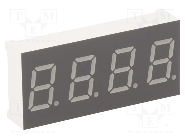 Display: LED; 7-segment; 10.16mm; 0.4"; No.char: 4; red; 30÷60mcd