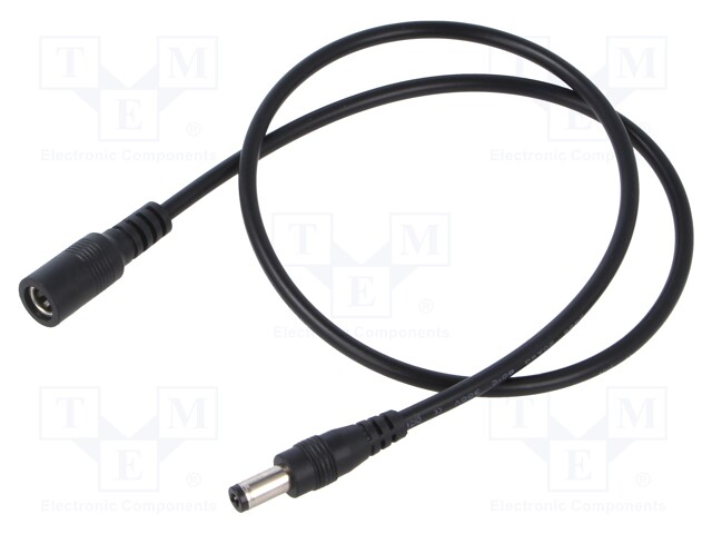 Cable; 2x0.5mm2; DC 5,5/2,5 plug,DC 5,5/2,5 socket; straight