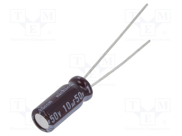 Capacitor: electrolytic; low impedance; THT; 10uF; 50VDC; Ø5x11mm