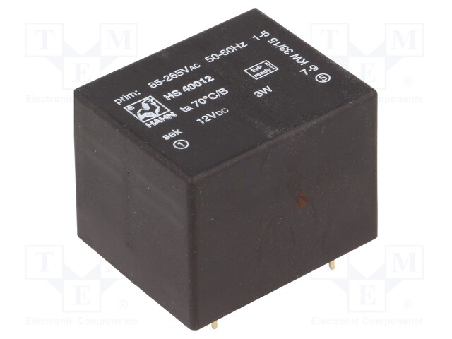 Power supply: switched-mode; modular; 3W; 12VDC; max.70°C; OUT: 1