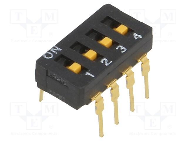 Switch: DIP-SWITCH; Poles number: 4; ON-OFF; 0.03A/30VDC; Pos: 2