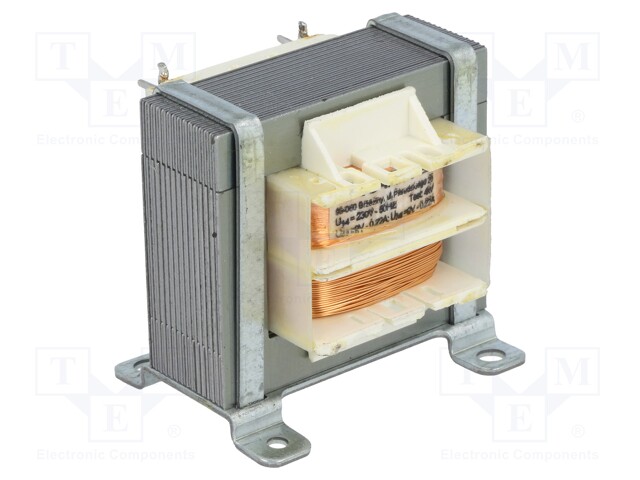 Transformer: mains; 4VA; 230VAC; 9V; 9V; 0.22A; 0.22A; Leads: for PCB