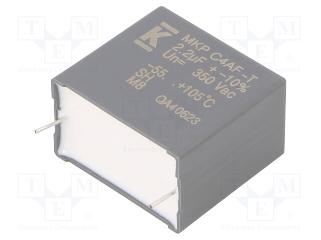 AC Film Capacitor, 2.2 µF, 350 VAC, Metallized PP, ± 10%, C4AF Series, Radial Box