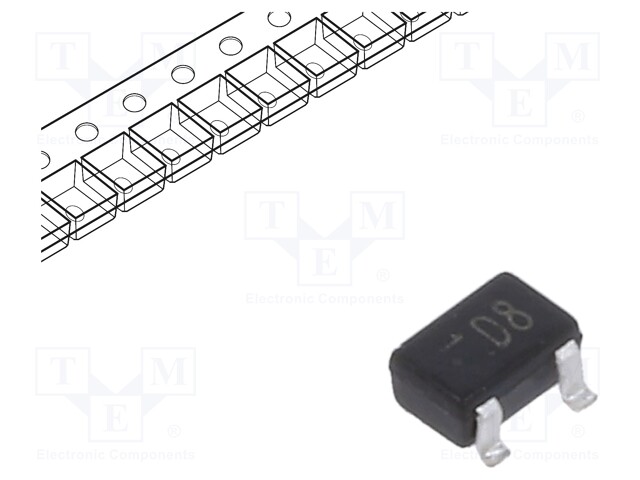 Transistor: NPN; bipolar; BRT; 50V; 100mA; 200mW; SOT323; R1: 47kΩ