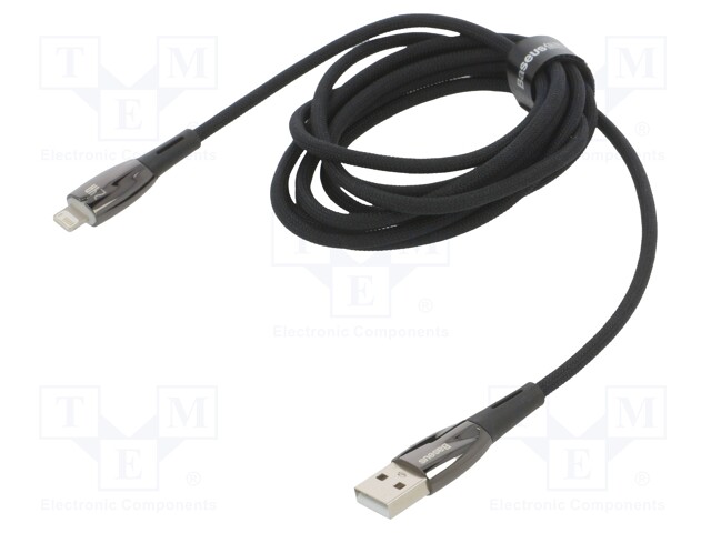 Cable; USB 2.0; Apple Lightning plug,USB A socket; 2m; black