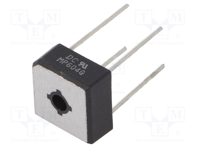 Single-phase bridge rectifier; Urmax: 400V; If: 6A; Ifsm: 180A