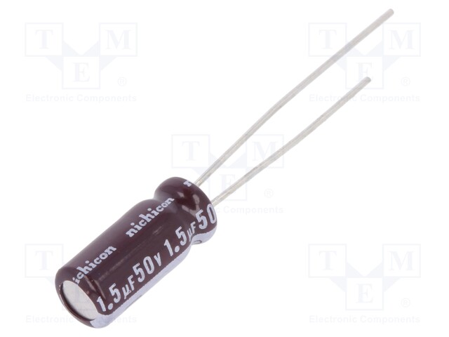 Capacitor: electrolytic; low impedance; THT; 1.5uF; 50VDC; Ø5x11mm