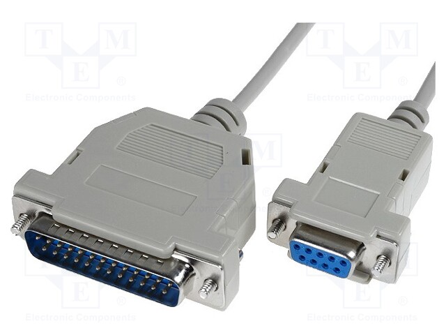 Cable; D-Sub 25pin plug,D-Sub 9pin socket; Len: 3m; snapped-in