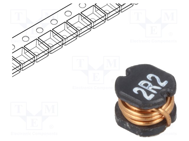 Inductor: wire; SMD; 2.2uH; 25mΩ; -40÷125°C; ±20%; 3.8A