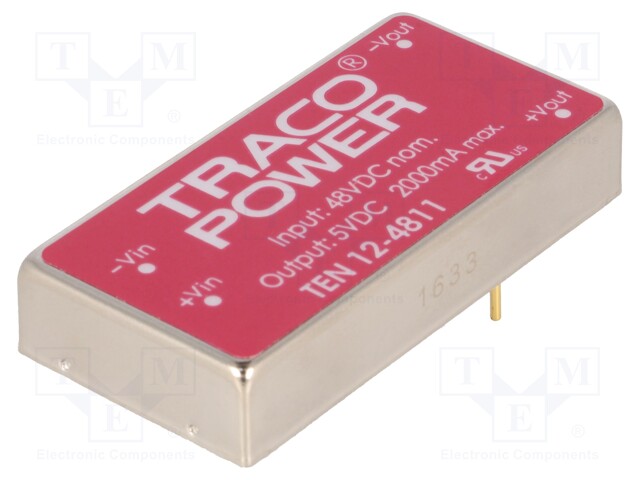 Converter: DC/DC; 12W; Uin: 18÷75V; 5VDC; Iout: 2000mA; 2"x1"; 30g