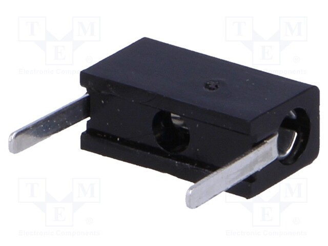 Socket; 2mm banana; 6A; 10.25mm; black; Mounting: PCB; insulated