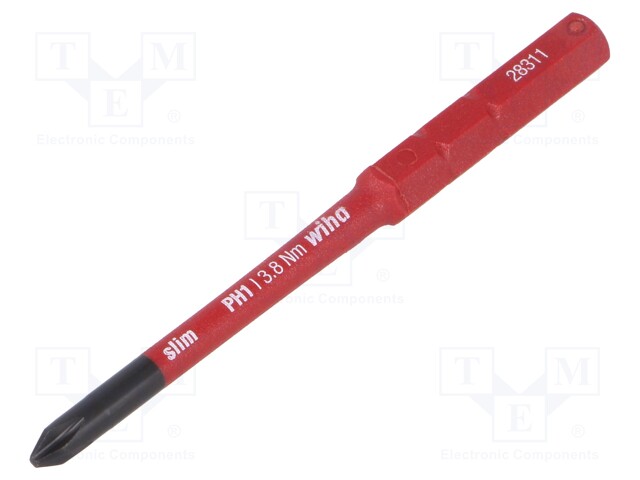 Screwdriver bit; Phillips; PH1; max.3.8Nm; 1kVAC; insulated