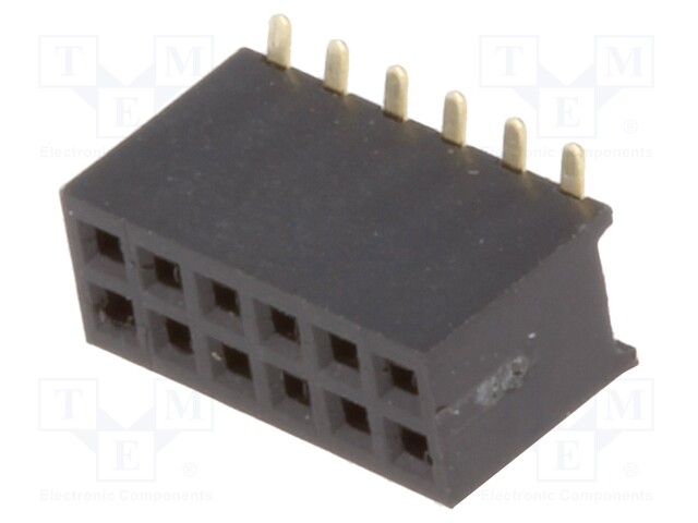 Socket; pin strips; female; PIN: 12; straight; 1.27mm; SMT; 2x6; 1A