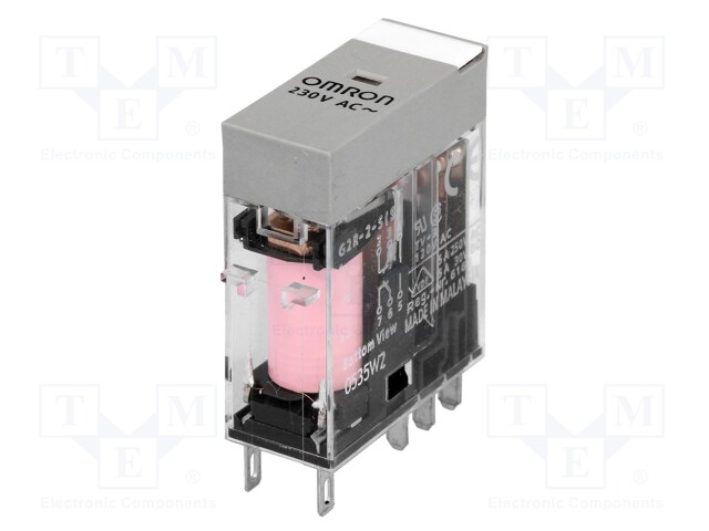 Relay: electromagnetic; DPDT; Ucoil: 230VAC; 5A/250VAC; 5A/30VDC