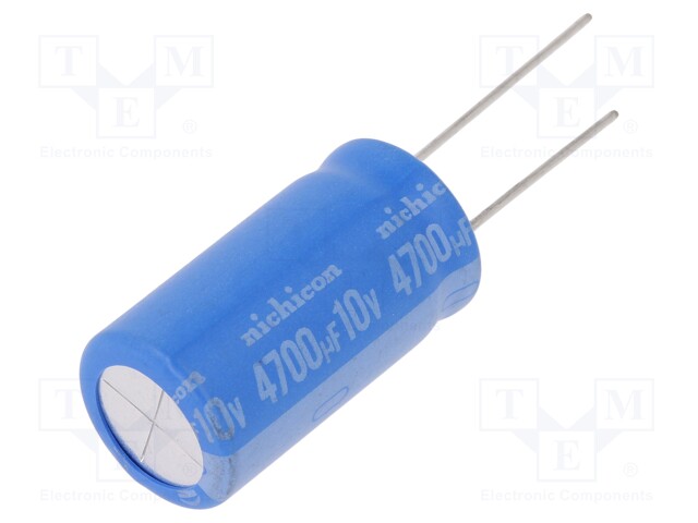 Capacitor: electrolytic; THT; 4700uF; 10VDC; Ø16x31.5mm; ±20%