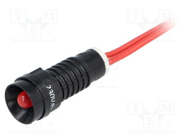 Indicator: LED; recessed; 230VAC; Cutout: Ø11mm; IP40; 300mm leads