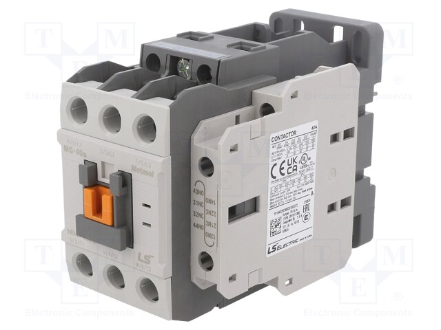 Contactor: 3-pole; NO x3; Auxiliary contacts: NO + NC; 24VAC; 40A