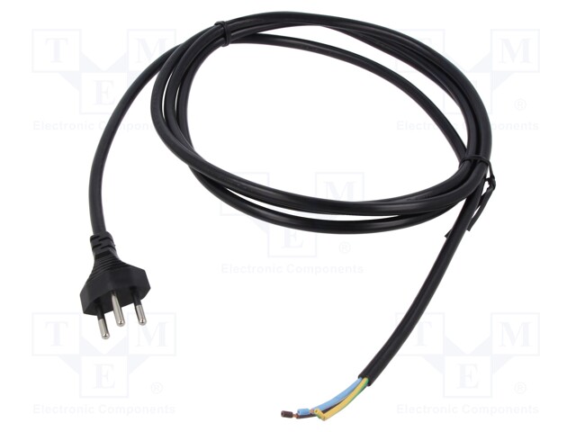 Cable; wires,SEV-1011 (J) plug; PVC; 2.5m; black; 3x1mm2; 10A; 250V