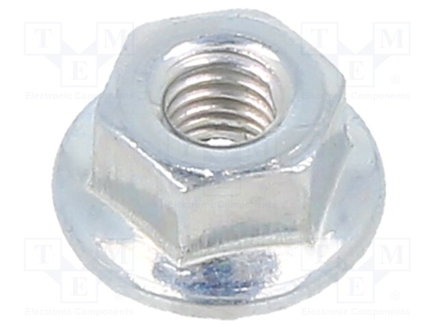 Nut; with flange; hexagonal; M3; steel; Plating: zinc; H: 4mm; 5.5mm