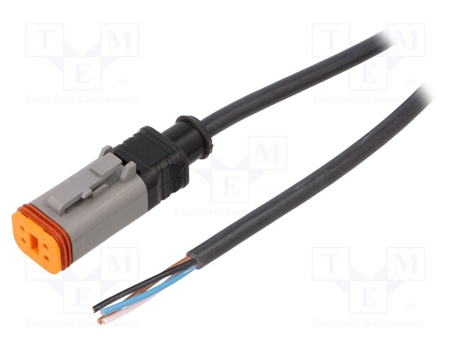 Connection lead; DT06-4S; PIN: 4; straight; 3m; plug; 48VAC; 8A