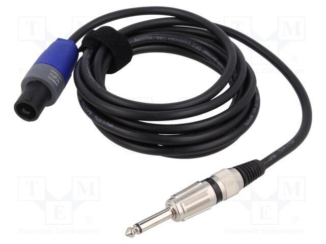 Cable; Jack 6,3mm 2pin plug,SpeakON female 2pin; 3m; black; PVC