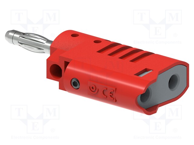 Plug; 4mm banana; 36A; 30VAC; 60VDC; red; non-insulated; 57.2mm