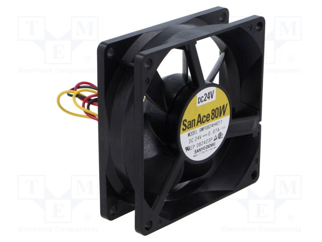 Fan: DC; axial; 24VDC; 80x80x25mm; 61.8m3/h; 29dBA; ball bearing