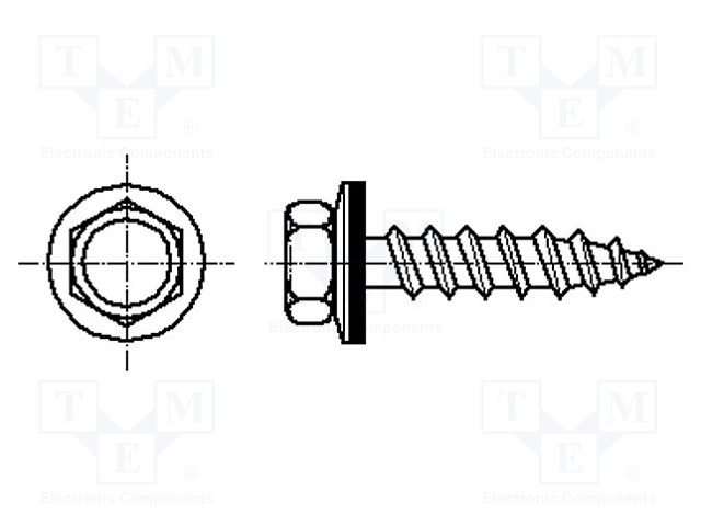 Screw; 6,5x25; Head: hexagonal; none; BN: 53; Head height: 4.8mm