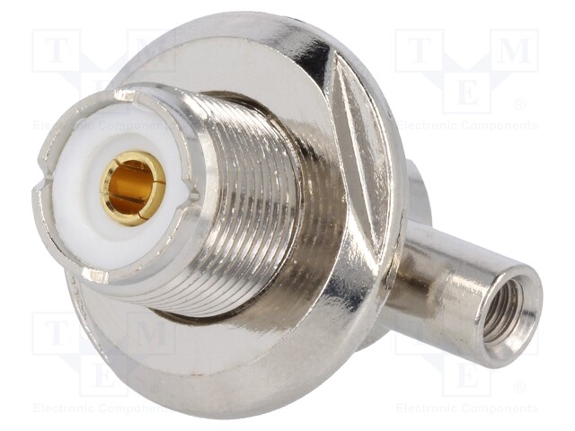 Socket; UHF (SO-239); female; angled 90°; RG58; twist-on