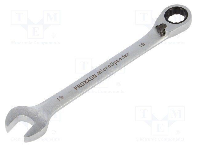 Wrench; combination spanner,with ratchet; 19mm; MicroSpeeder