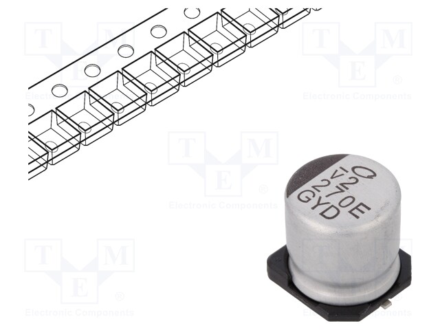 CAP, 270UF, 25V, ALU ELEC, HYBRID, SMD