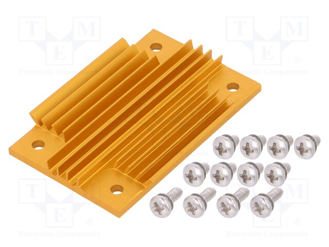 Heatsink: extruded; grilled; golden; L: 58mm; W: 37mm; H: 6.1mm