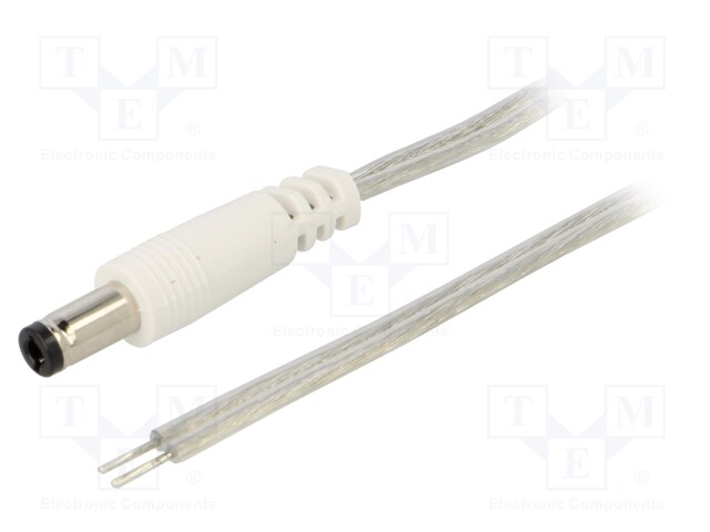 Cable; DC 5,5/2,5 plug,DC 5,5/2,5 socket; straight; 0.5mm2; 1m