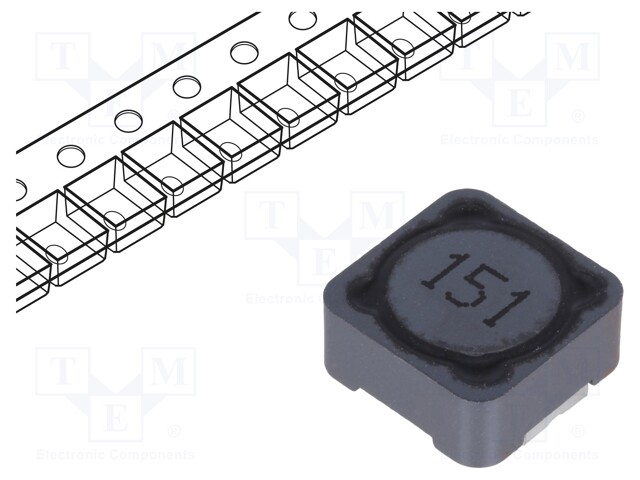 Inductor: wire; SMD; 150uH; 1A; 230mΩ; 12x12x6mm; ±20%; -40÷125°C