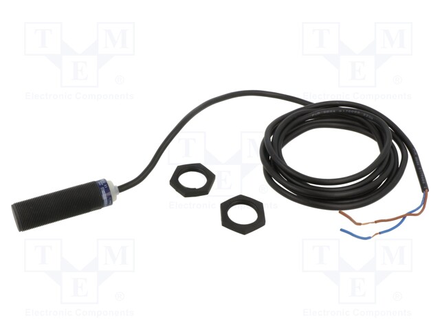 Inductive Proximity Sensor, OsiSense XS Series, M18, 12 mm, SPST-NO, 24 V to 240 V, Pre-wired