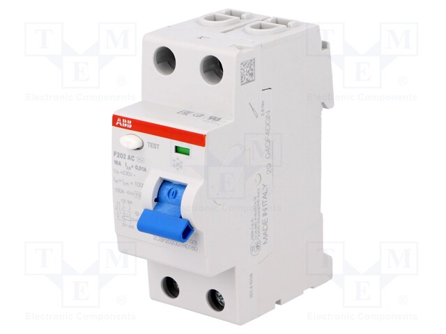 RCD breaker; Inom: 16A; Ires: 10mA; Max surge current: 5000A; 400V