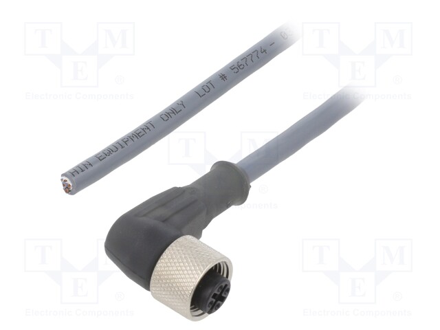 Connection lead; M12; PIN: 4; angled; 1m; plug; 250VAC; 2.2A; IP67