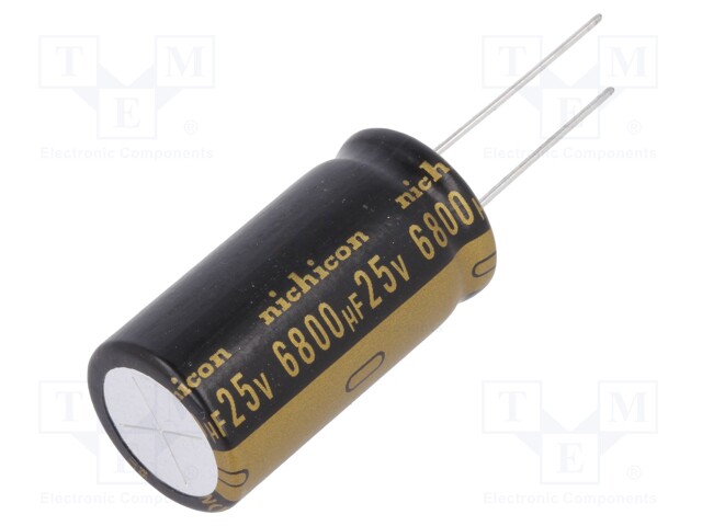 Capacitor: electrolytic; THT; 6800uF; 25VDC; Ø18x35.5mm; ±20%