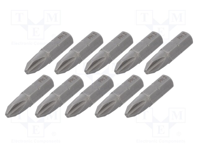 Screwdriver bit; Phillips; PH2; Overall len: 25mm; 10pcs.