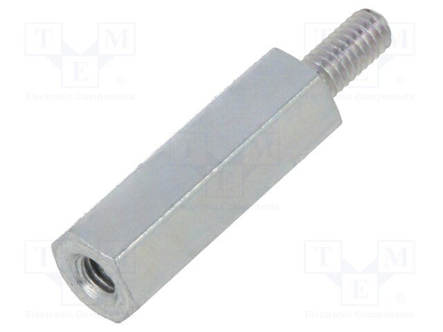 Screwed spacer sleeve; Int.thread: M2,5; 15mm; Ext.thread: M2,5