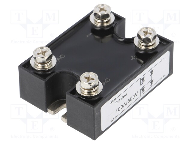 Single-phase bridge rectifier; Urmax: 600V; If: 100A; Ifsm: 1.5kA