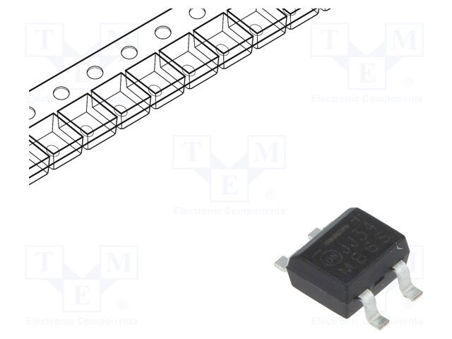 Single-phase bridge rectifier; Urmax: 600V; If: 0.5A; Ifsm: 35A