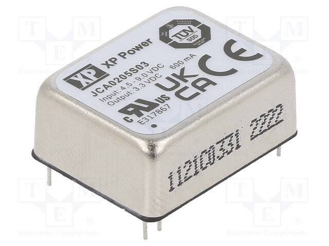 Isolated Board Mount DC/DC Converter, 2:1 Input, ITE, 1 Output, 2 W, 3.3 V, 600 mA