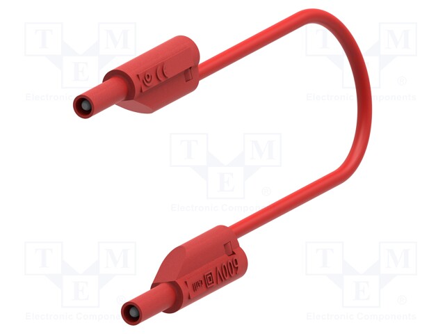 Test lead; 10A; banana plug 2mm,both sides; Len: 0.5m; red