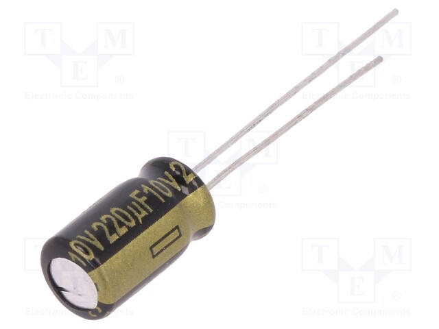 Capacitor: electrolytic; low impedance; THT; 220uF; 10VDC; ±20%