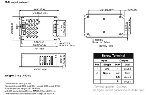 Power supply: switched-mode; modular; 40W; 15VDC; 5VDC; 2.67A; 4A