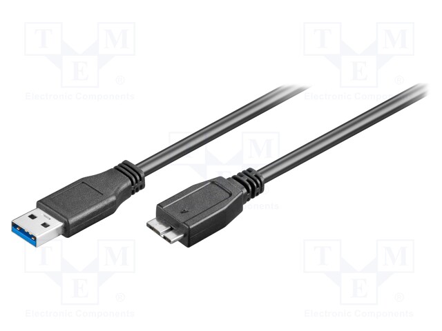 Cable; USB 3.0; USB A plug,USB B micro plug; 0.5m; black; 5Gbps