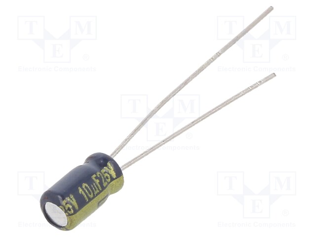 Capacitor: electrolytic; low impedance; THT; 10uF; 25VDC; Ø4x7mm