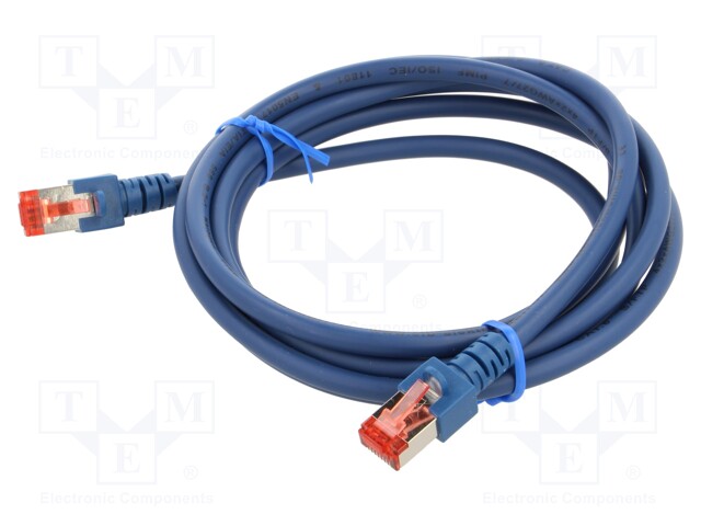 Patch cord; S/FTP; 6; stranded; Cu; LSZH; blue; 2m; 27AWG